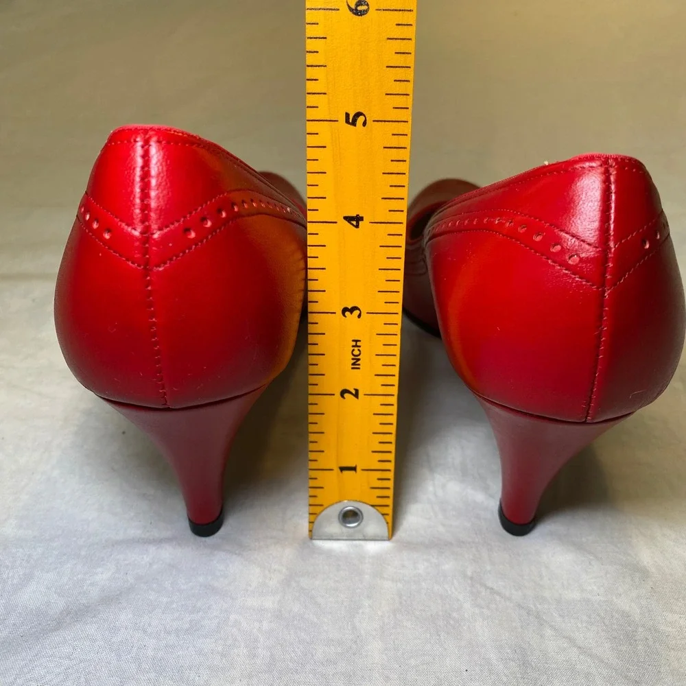 Vintage Johansen Ray Shinger Red Leather Pumps Women's Size 9 Narrow USA